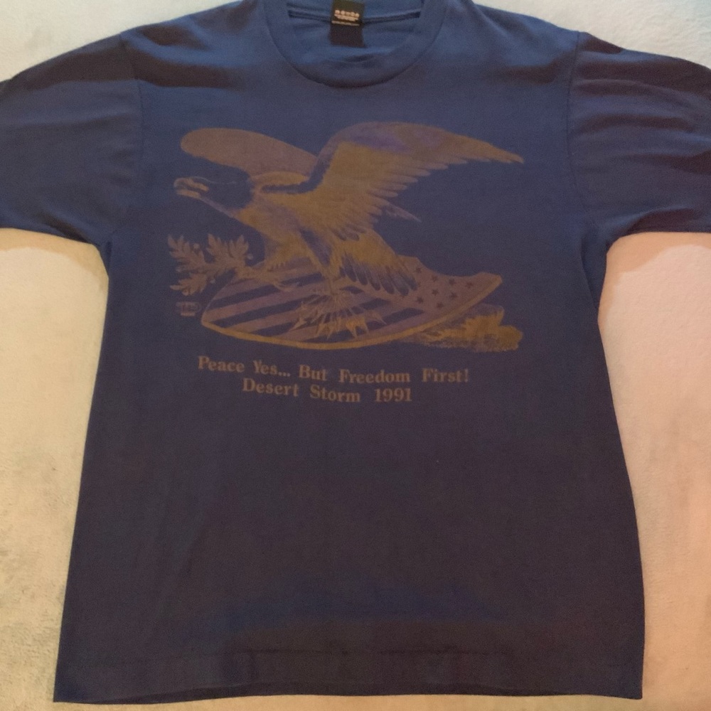 Vintage Navy Desert Storm Peace Yes… But Freedom First! U.S. Military T-Shirt